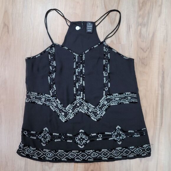 🔹️BKE Black Beaded Flowy Sleeveless Top XSmall - Picture 1 of 9
